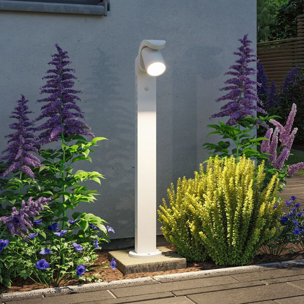 LED sti-lampe Cuff med bevegelsessensor hvit aluminium IP44 forfra