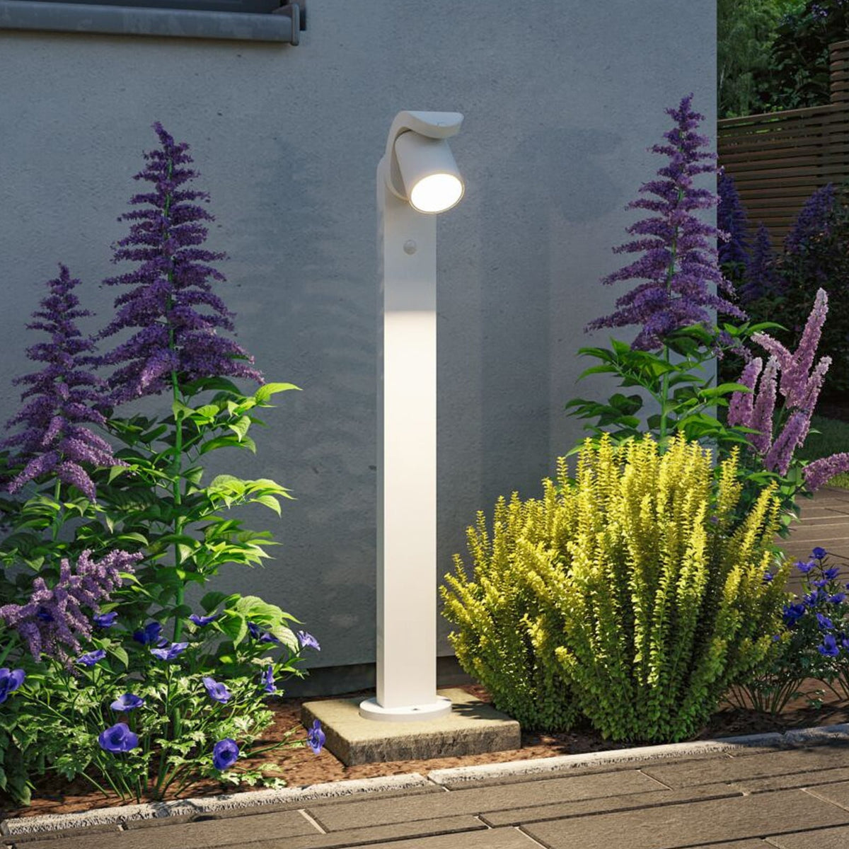 LED sti-lampe Cuff med bevegelsessensor hvit aluminium IP44 forfra