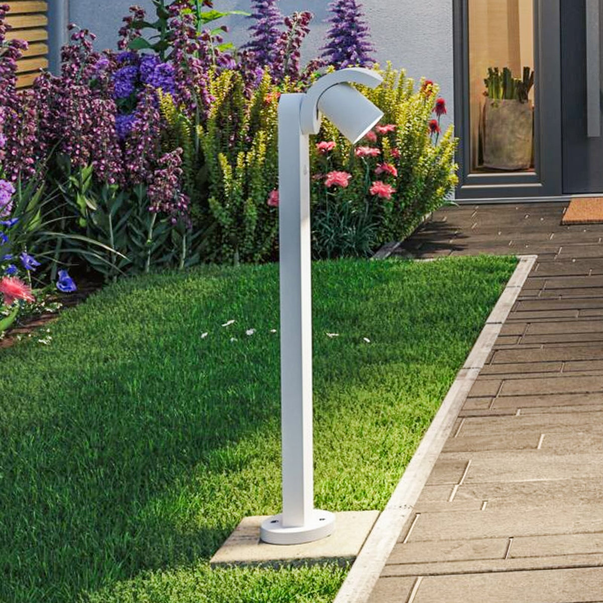 LED sti-lampe Cuff med bevegelsessensor hvit aluminium IP44 bakside