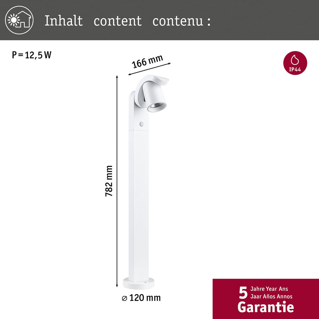 LED sti-lampe Cuff med bevegelsessensor hvit aluminium IP44 nærbilde