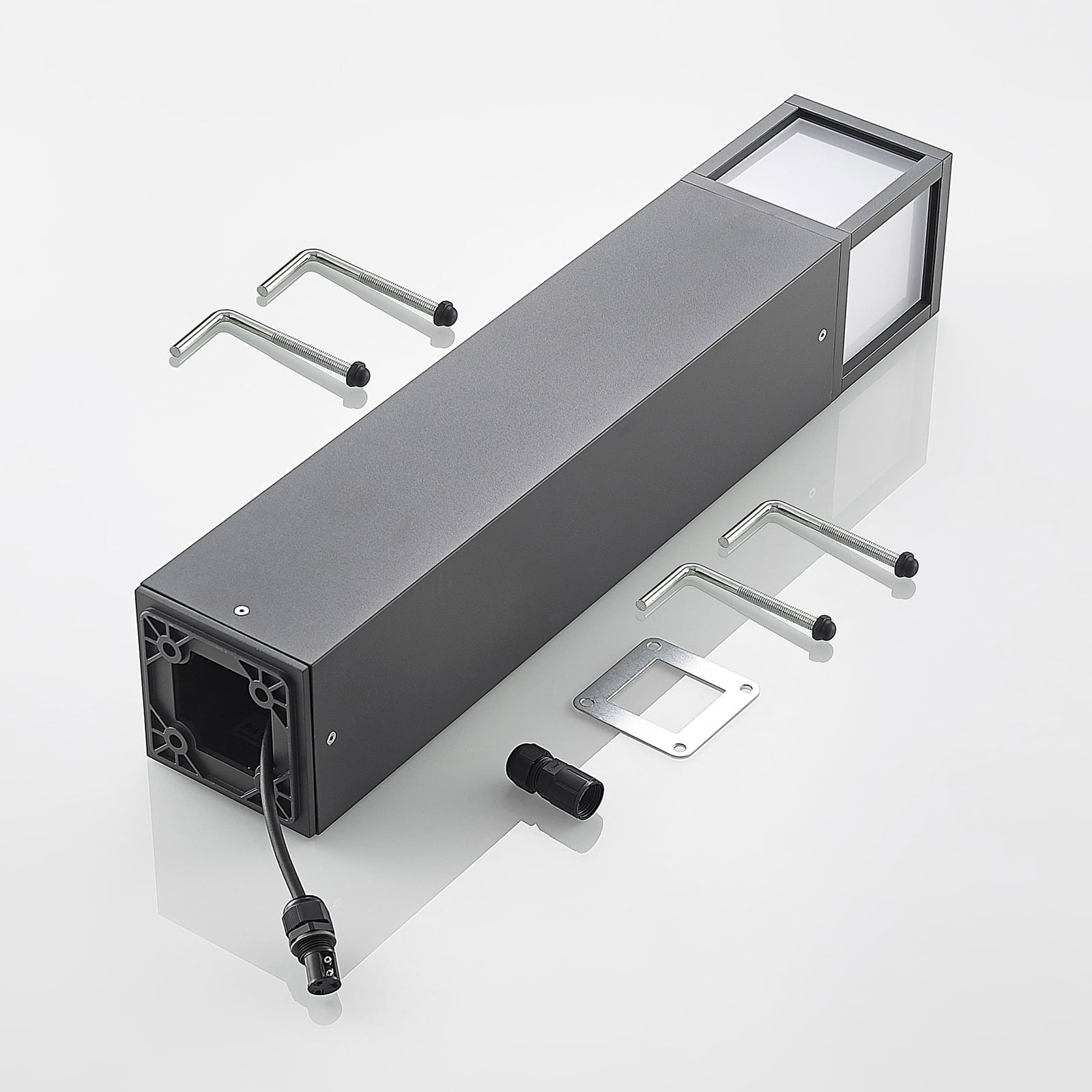 LED sti-lampe Dewari mørkegrå aluminium 65 cm IP54 sett fra toppen