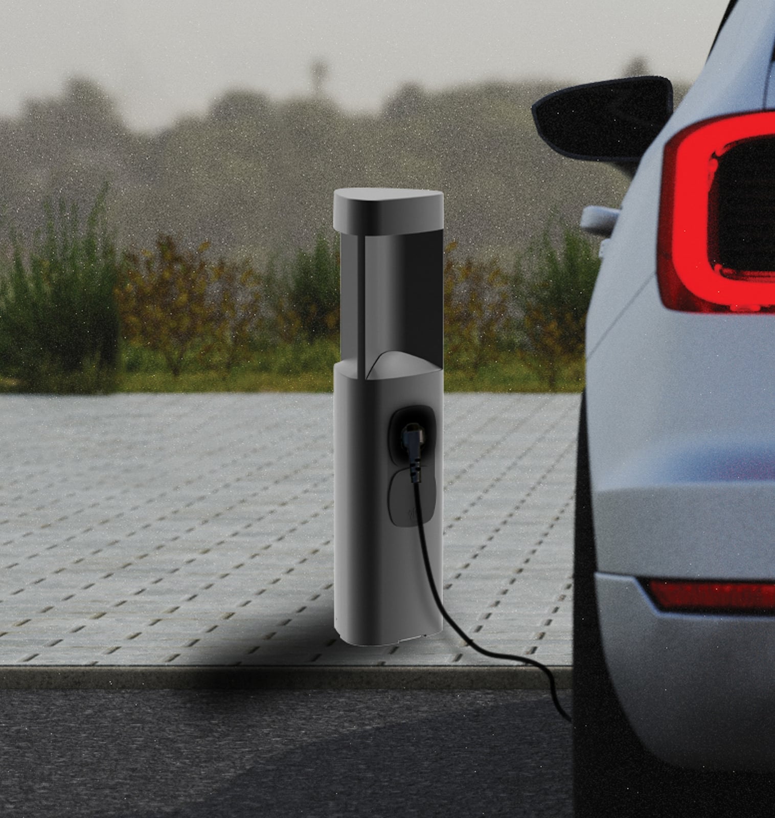 LED sti-lampe E354 grafitt med 2 stikkontakter forfra