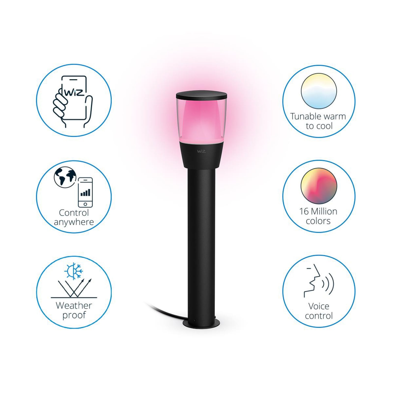 LED sti-lampe Elpas RGBW WiFi svart IP65 kontroll via app