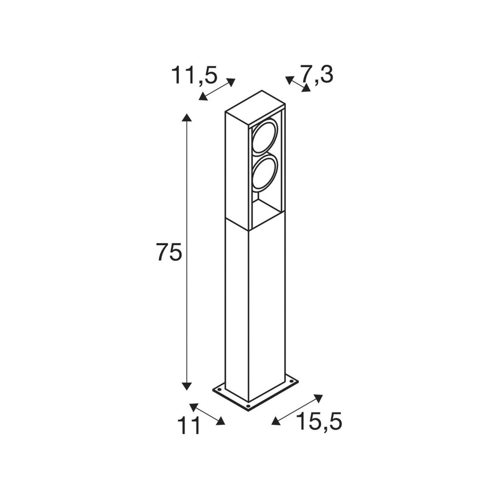 LED sti-lampe Eskina Frame 75 antrasitt CCT IP65 detalj av lyskilde