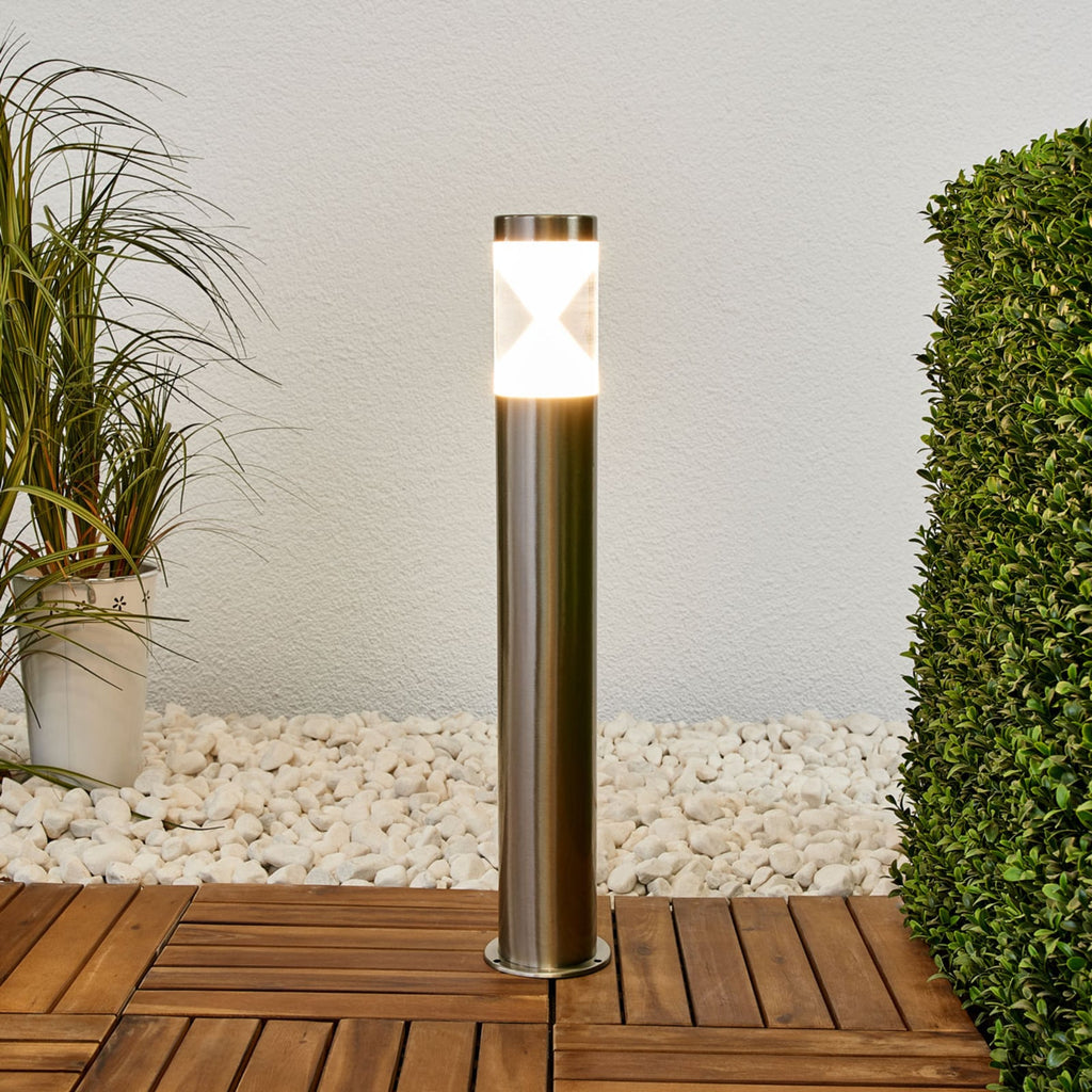 LED sti-lampe Fabrizio rustfritt stål detalj