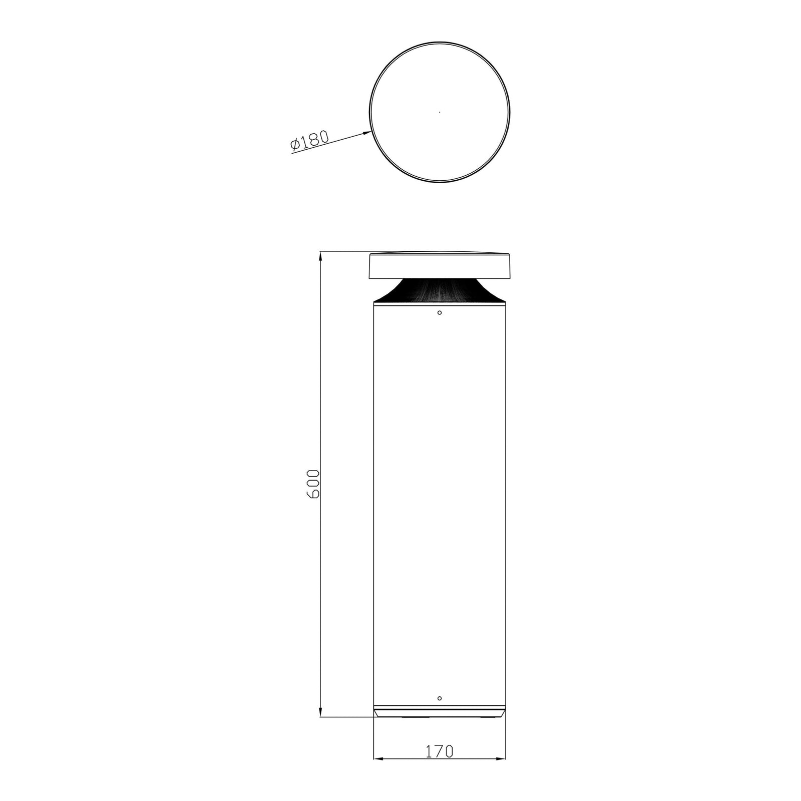 LED sti-lampe Faro aluminium H60 cm dimbar DALI IP65 bakside
