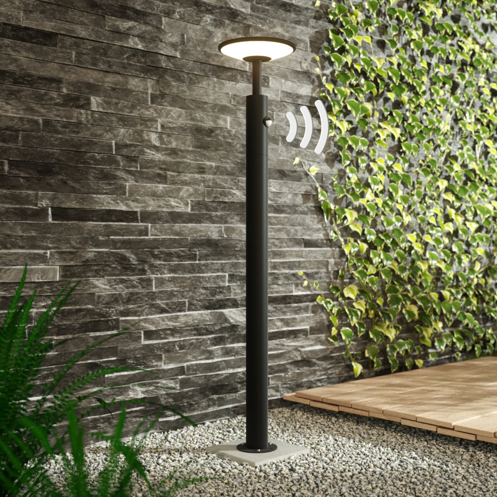 LED sti-lampe Fenia med bevegelsessensor bakside