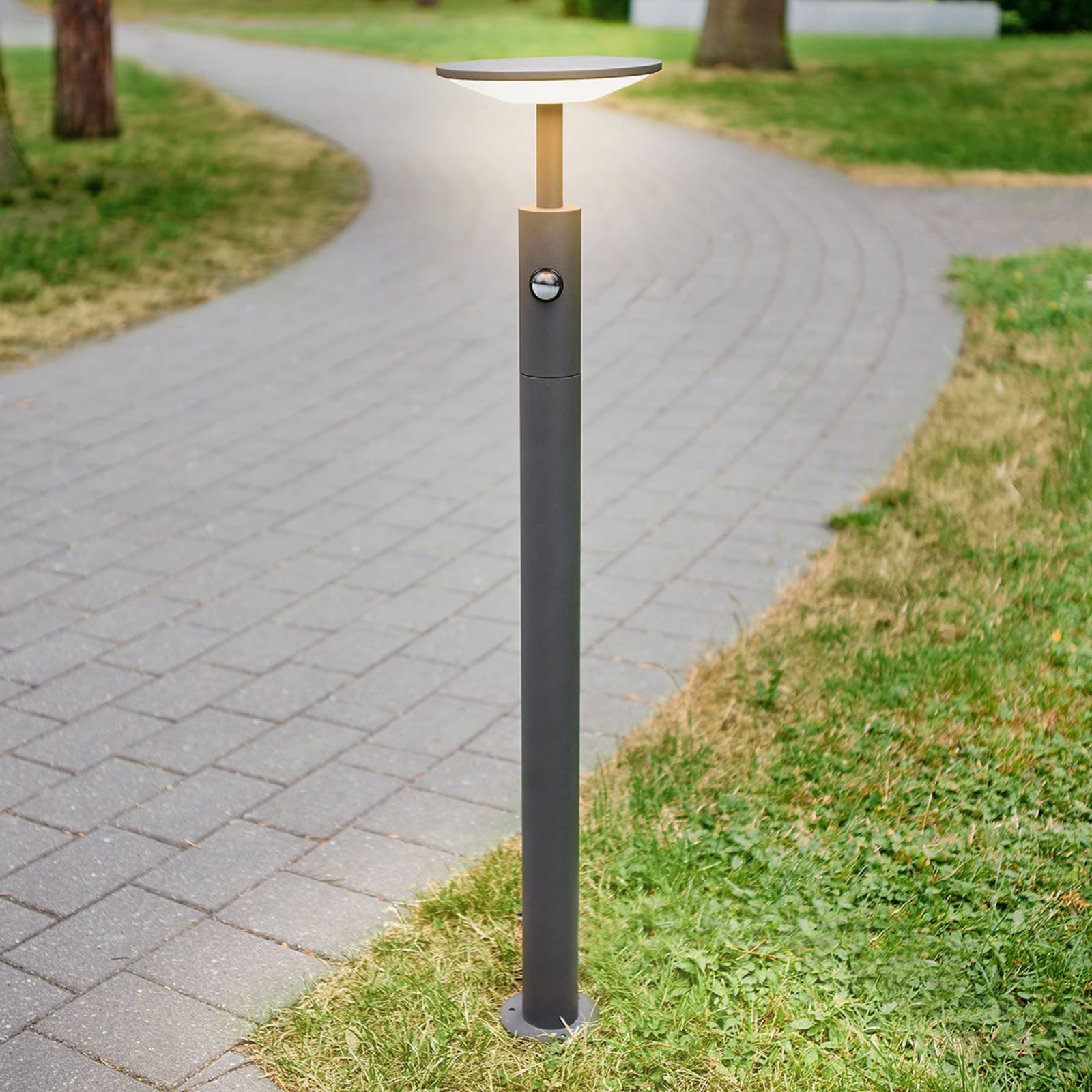 LED sti-lampe Fenia med bevegelsessensor forfra