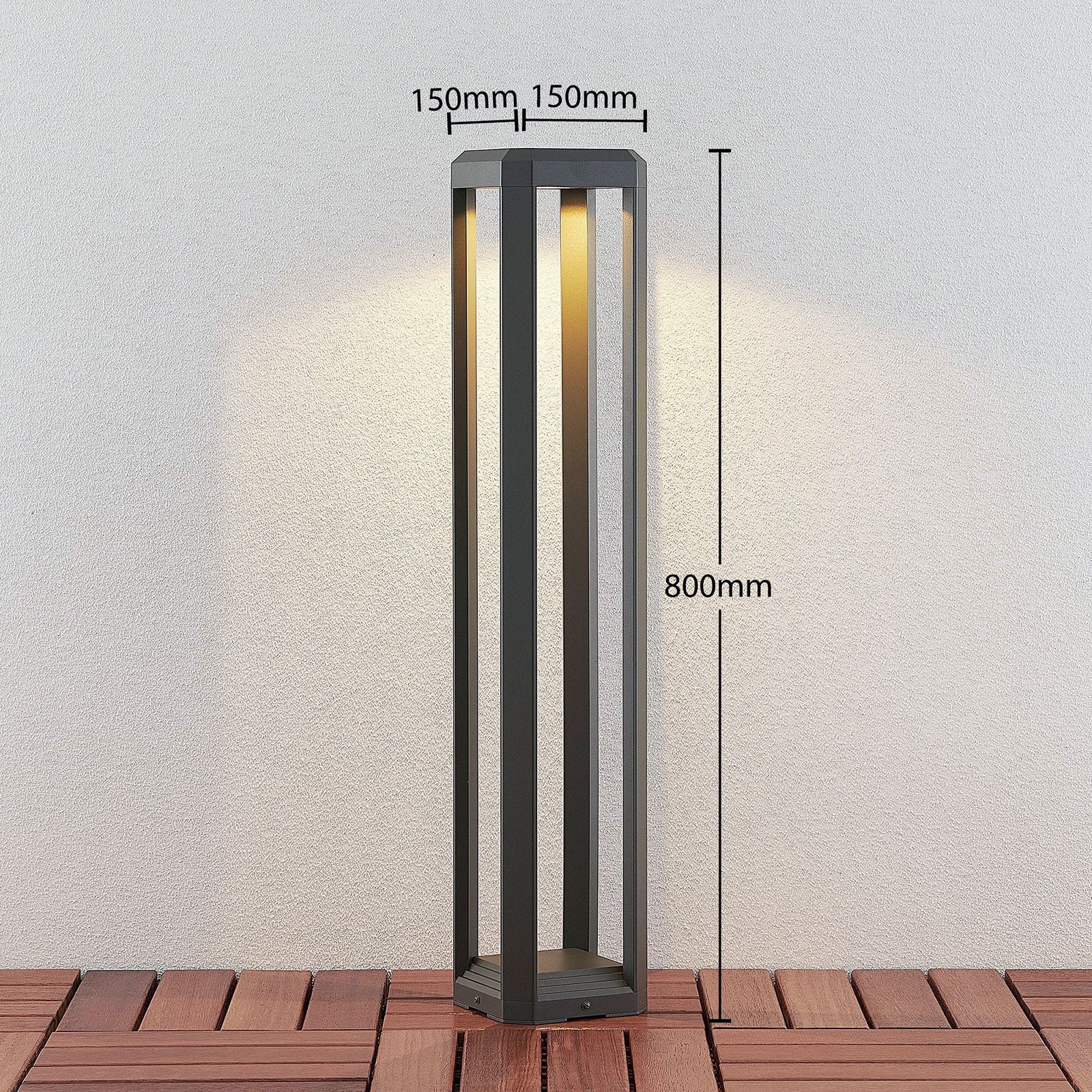 LED sti-lampe Fery antrasitt metall 80 cm IP65 montert i hage