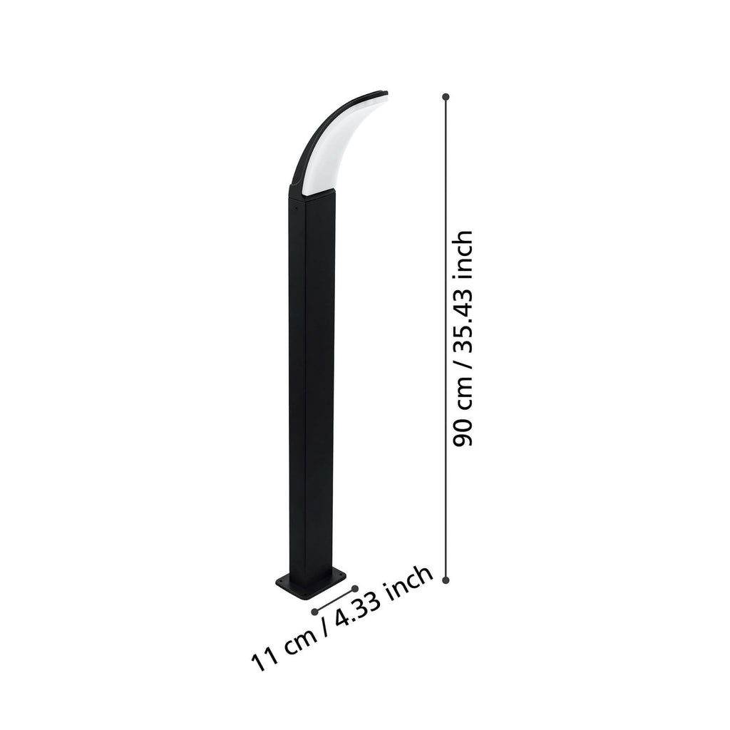 LED sti-lampe Fiumicino buet form svart 90 cm detalj av lyskilde