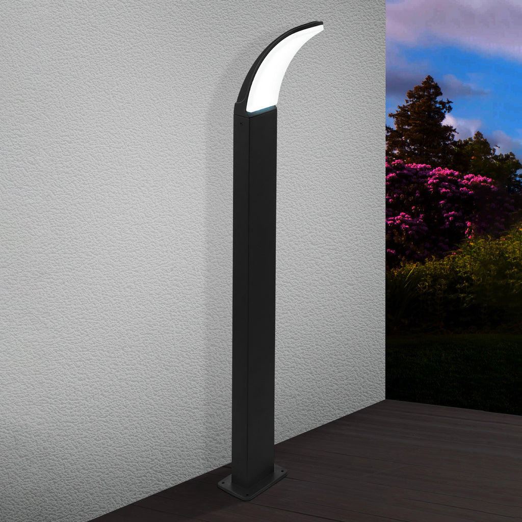 LED sti-lampe Fiumicino buet form svart 90 cm forfra