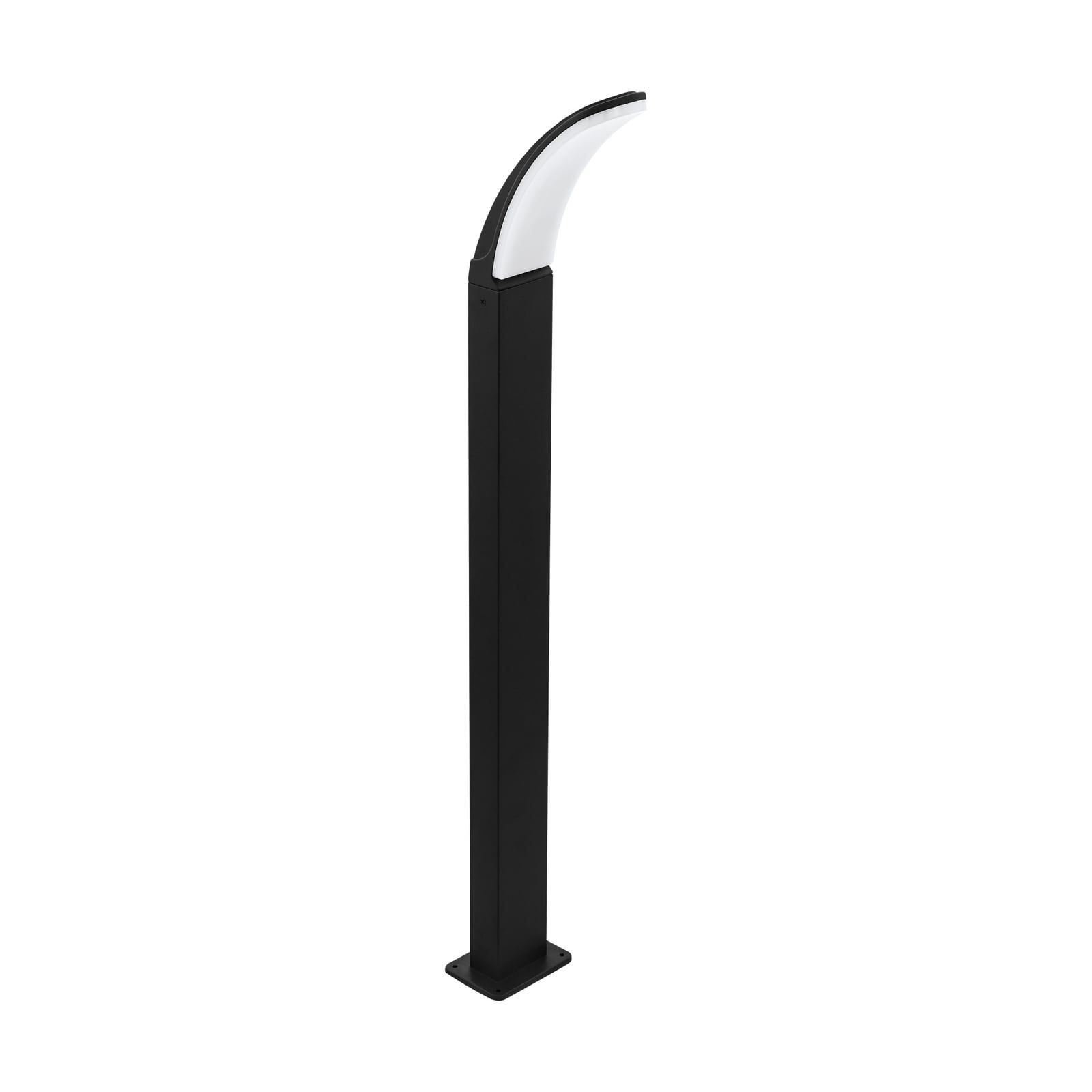 LED sti-lampe Fiumicino buet form svart 90 cm nærbilde av aluminiumskropp
