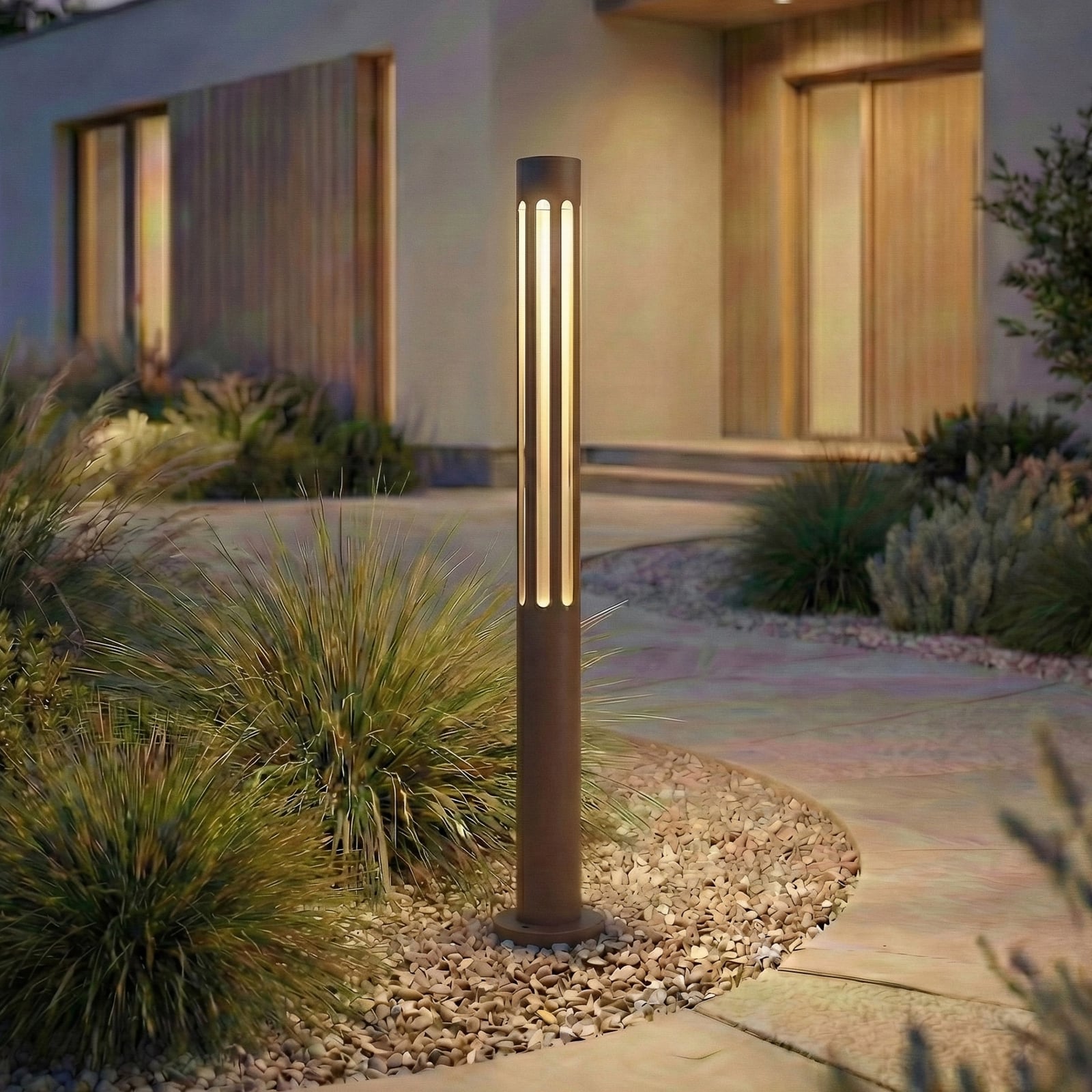 LED sti-lampe Fjorya aluminium brun forfra