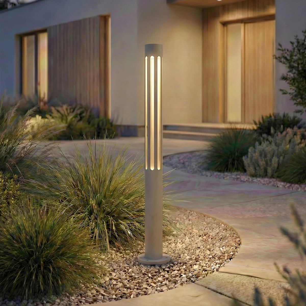 LED sti-lampe Fjorya aluminium steingrå 60 cm forfra