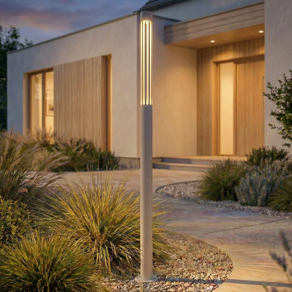 LED sti-lampe Fjorya aluminium steingrå 90 cm forfra