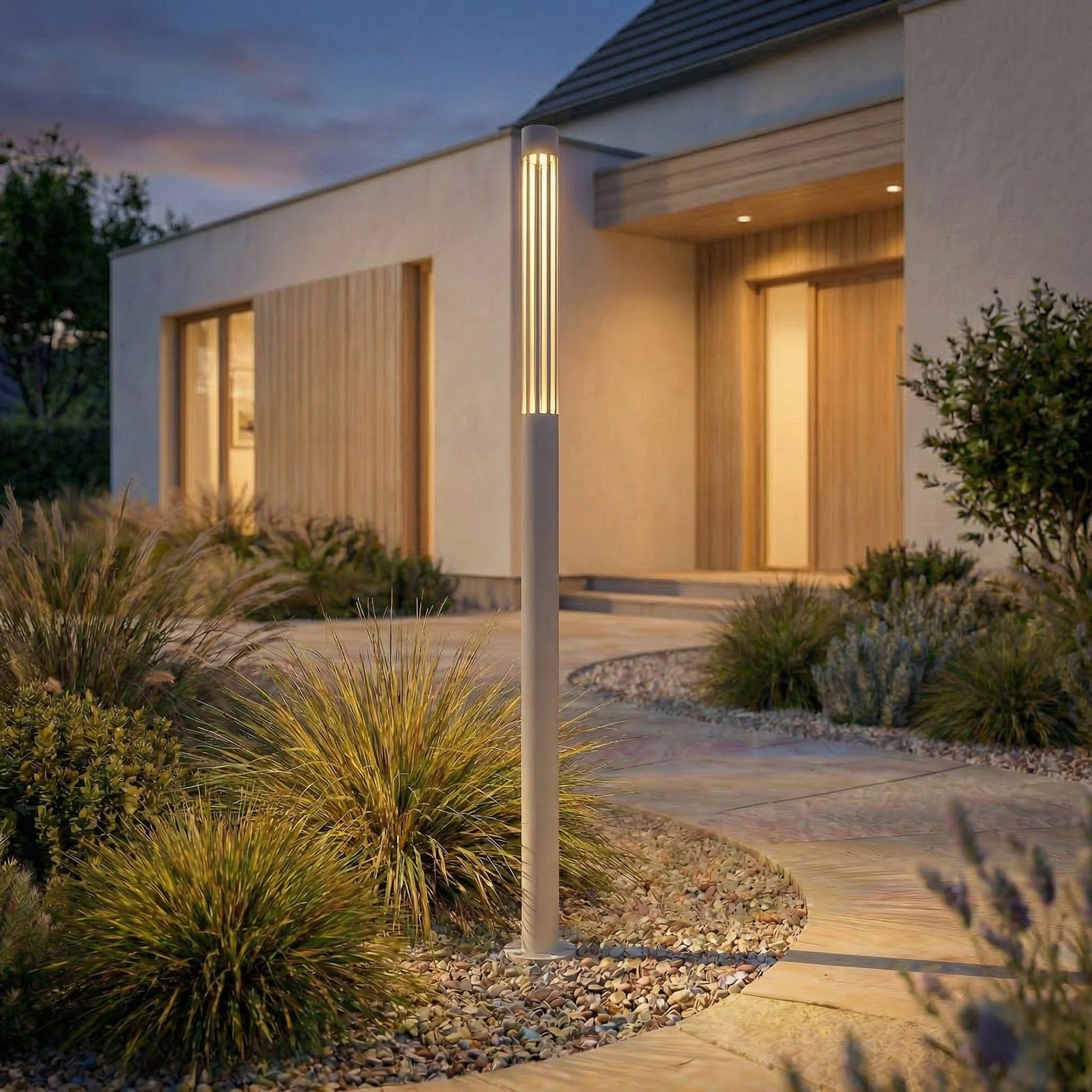 LED sti-lampe Fjorya aluminium steingrå 90 cm bakside