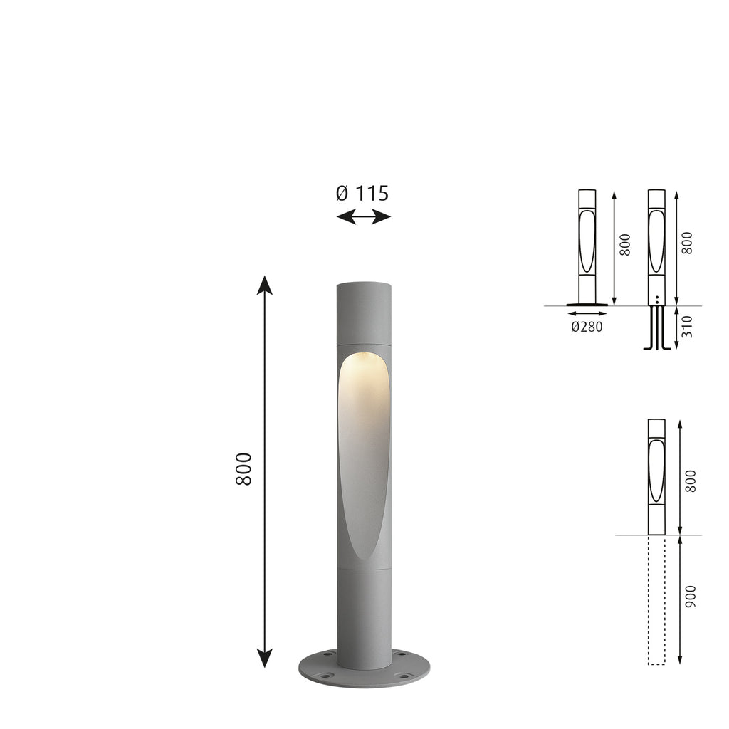 Detalj av LED sti-lampe Flindt aluminium 80 cm dimbar IP65