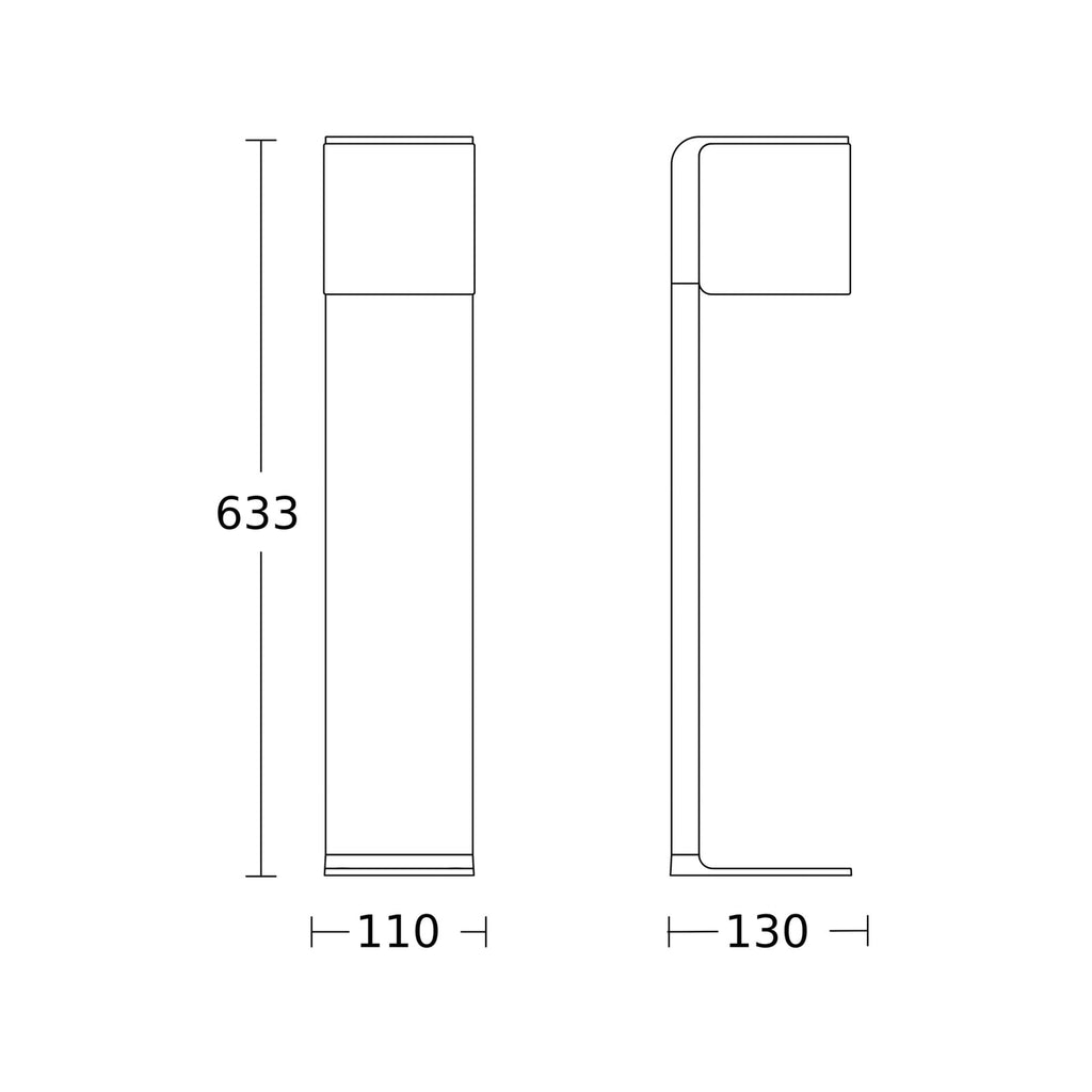 LED sti-lampe GL 80 C Bluetooth dimbar antrasitt IP44 sideprofil