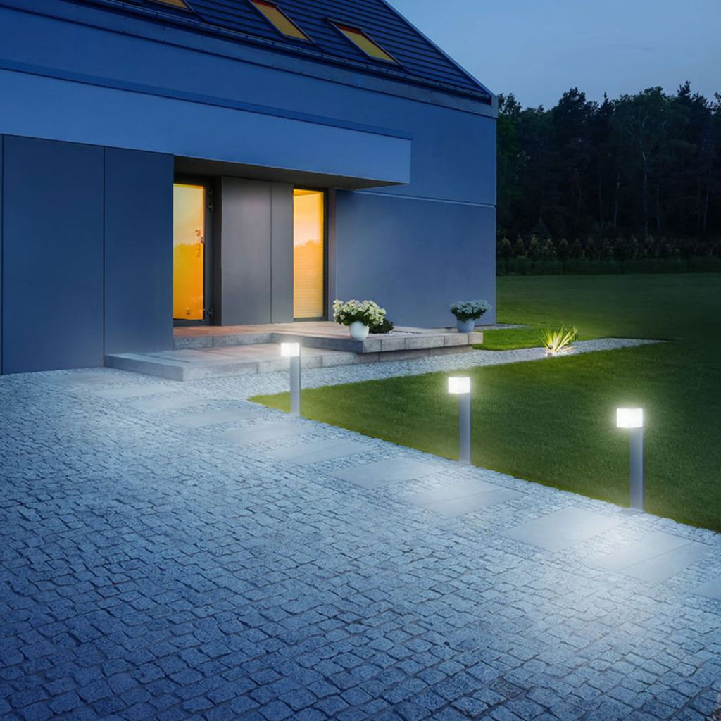 LED sti-lampe GL 80 SC med bevegelsessensor sølv IP44 bakside