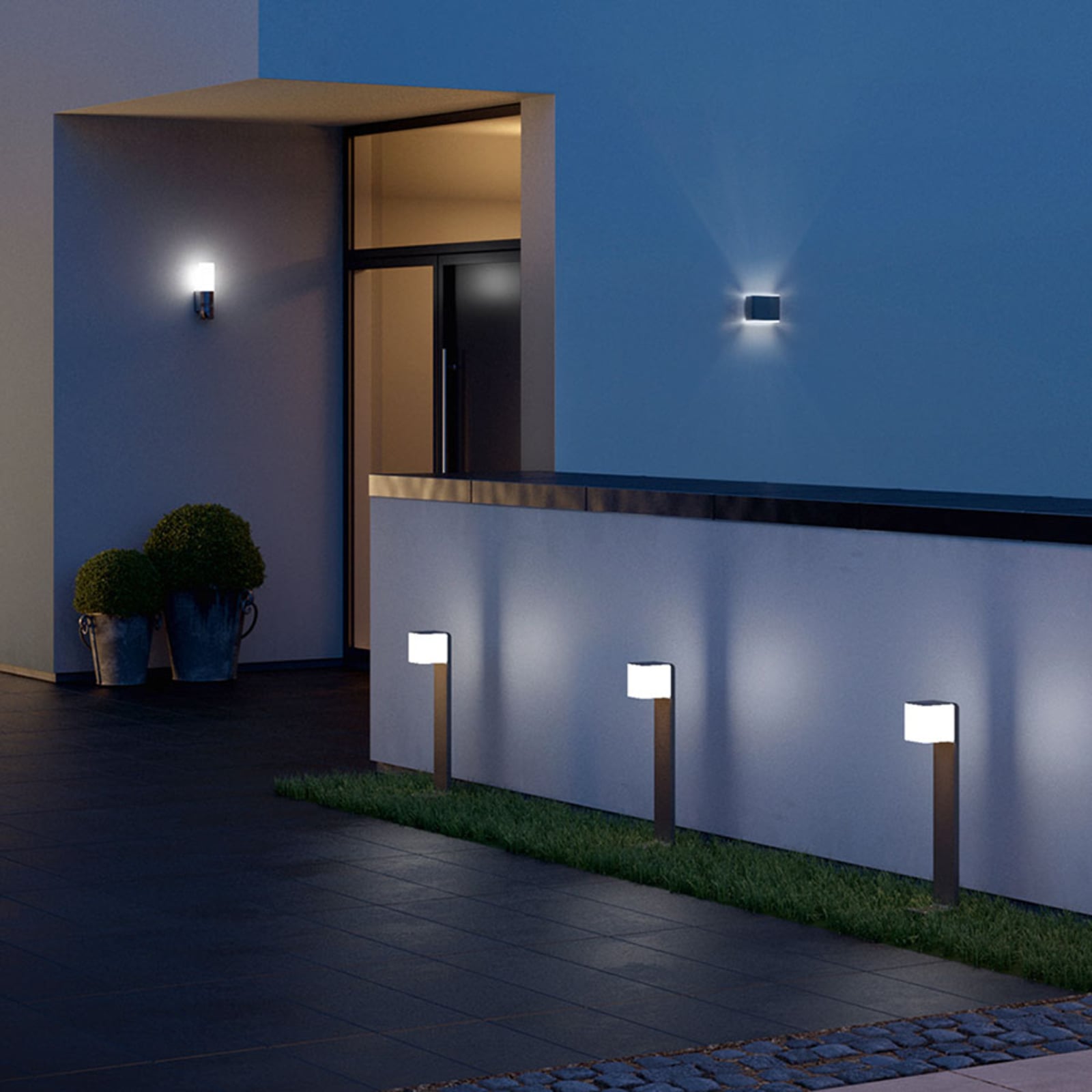 LED sti-lampe GL 80 SC med bevegelsessensor sølv IP44 detalj