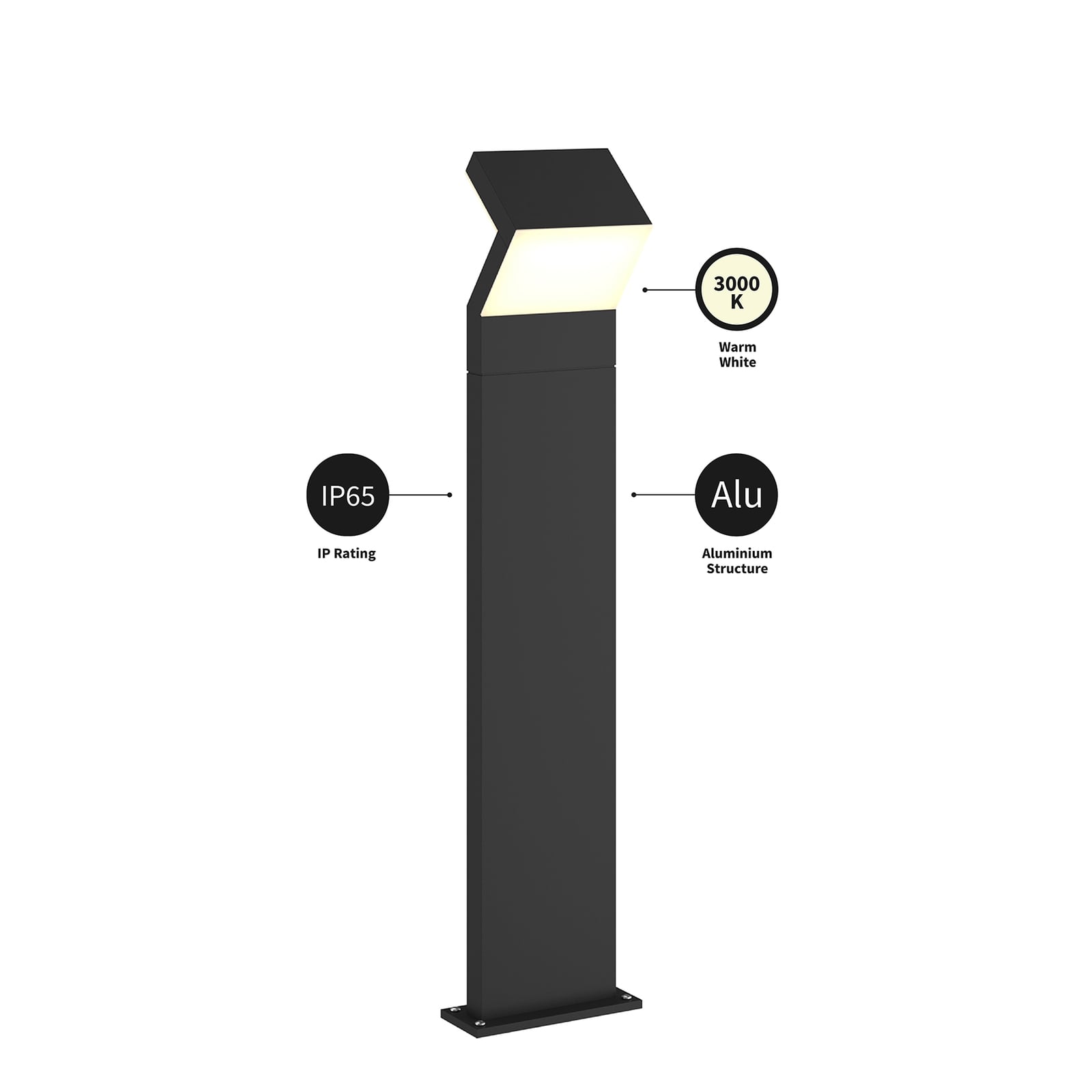 LED sti-lampe Havin antrasitt aluminium 100 cm IP65 - Arcchio