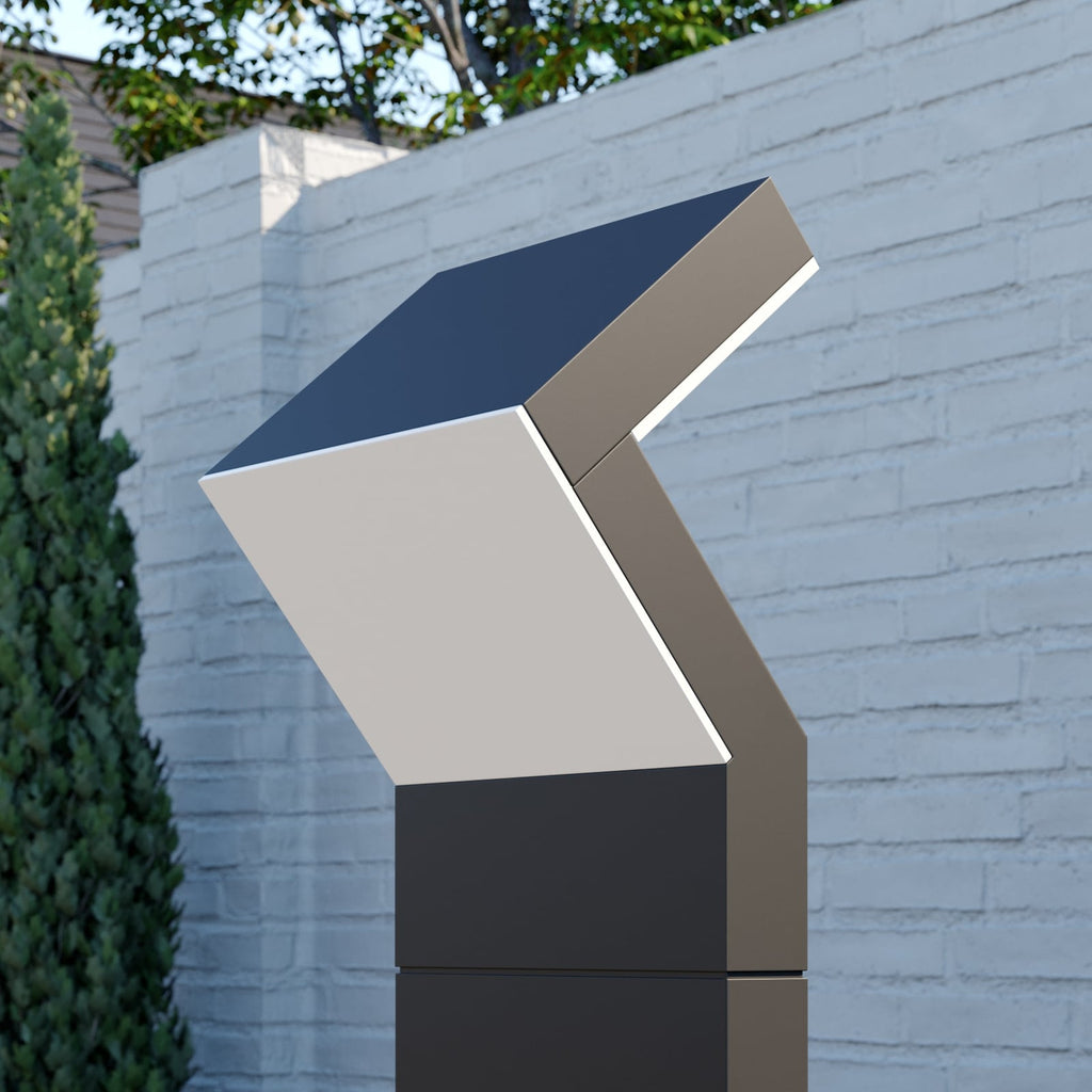 Nærbilde av LED sti-lampe Havin antrasitt aluminium