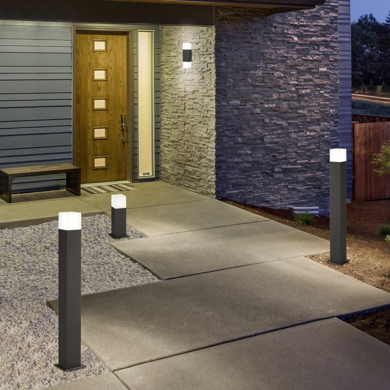 Detalj av LED sti-lampe Hudson antrasitt aluminium 80 cm IP44