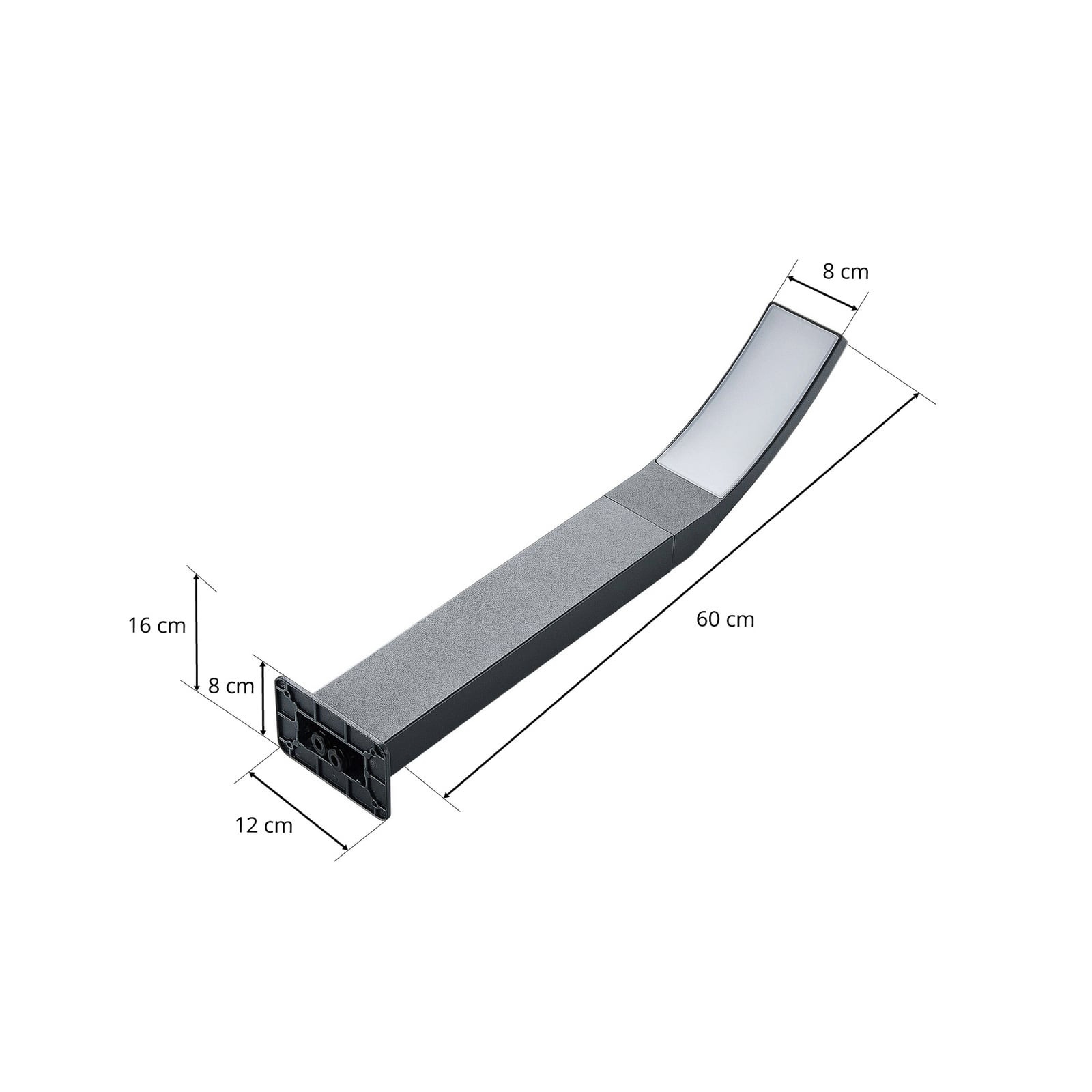 LED sti-lampe Ilvita antrasitt med aluminiumskropp