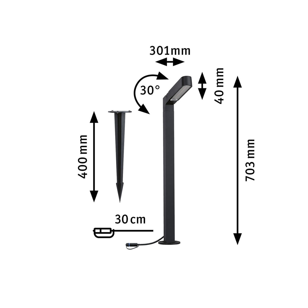 LED sti-lampe Ito vertikal antrasitt 70 cm Paulmann koblingsdetalj