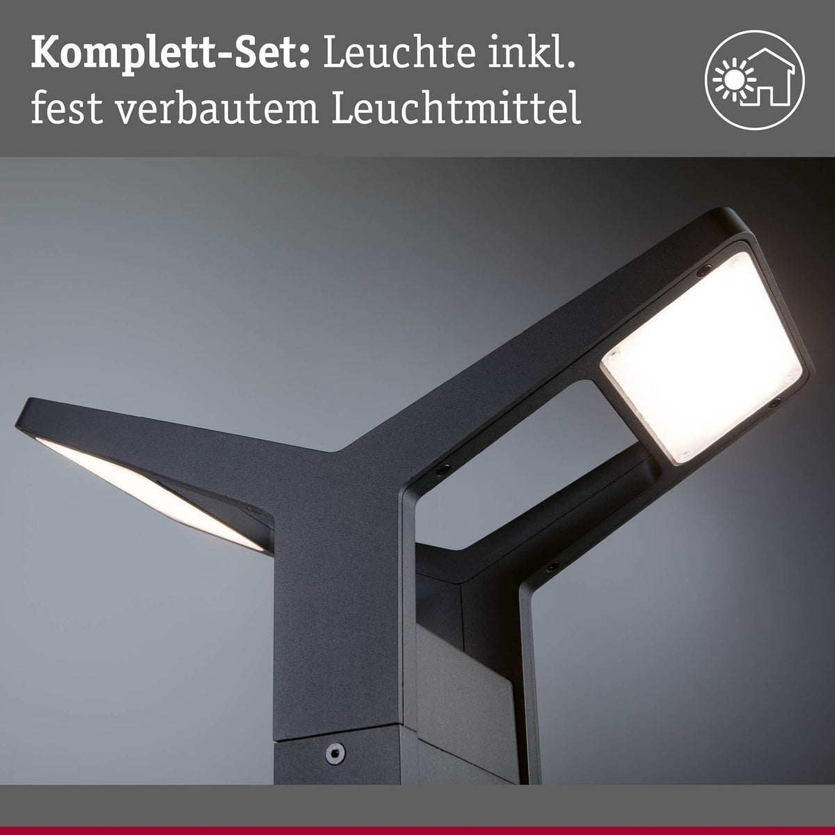 LED sti-lampe Juntea 2-lys med skumringssensor antrasitt IP44 sideprofil