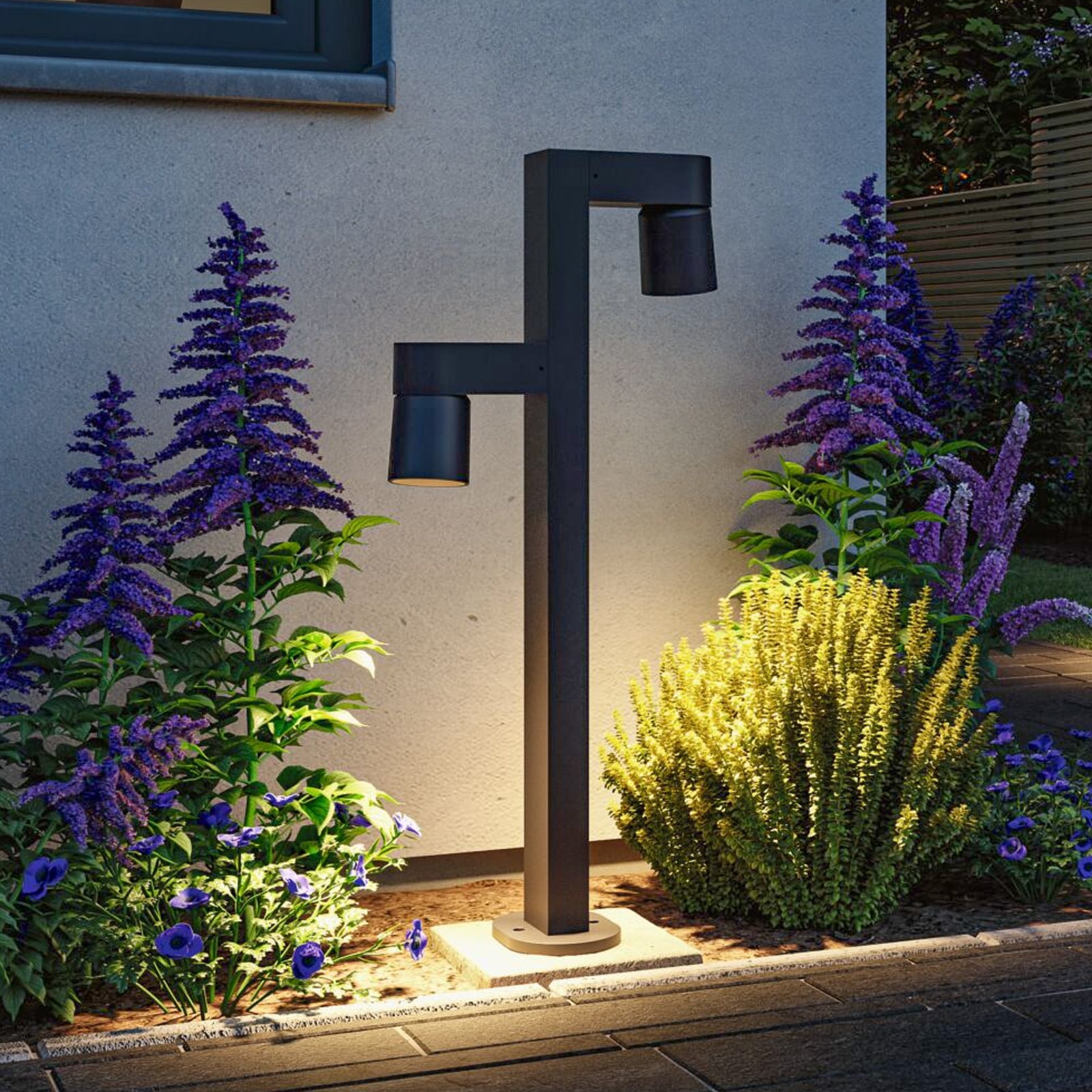 LED sti-lampe Kimu 2-lys antrasitt forfra