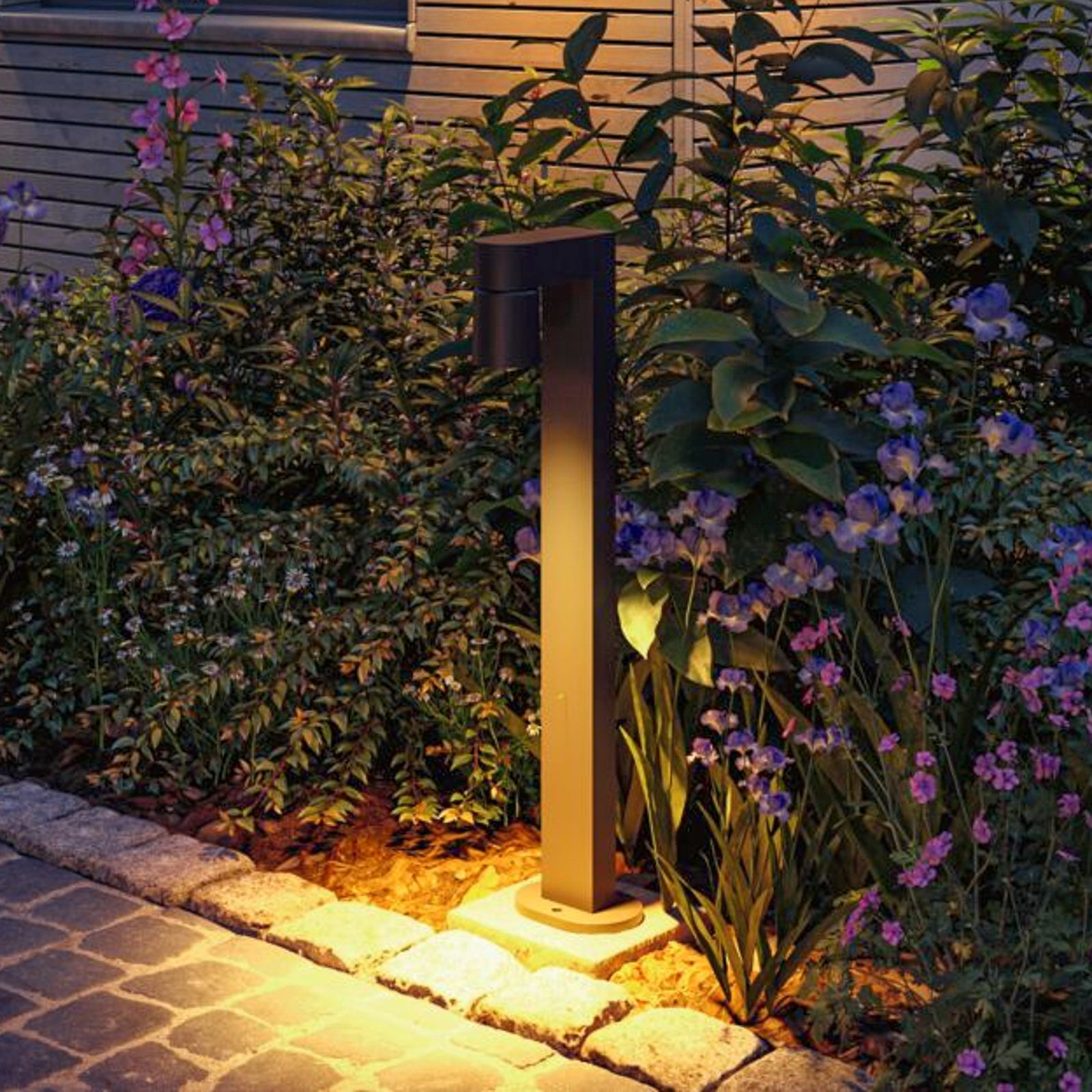LED sti-lampe Kimu antrasitt aluminium forfra