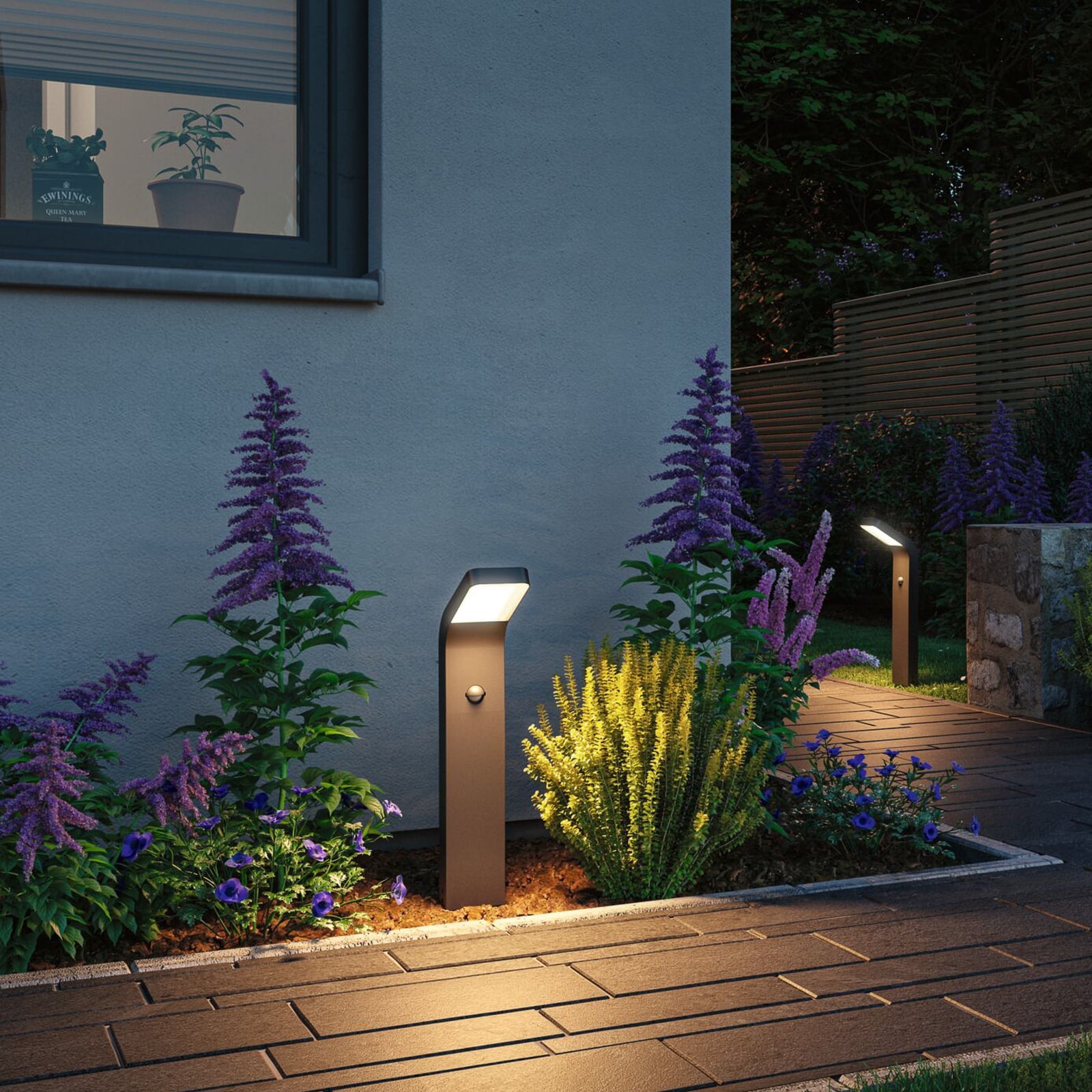 Detalj av bevegelsessensor på LED sti-lampe Kulma