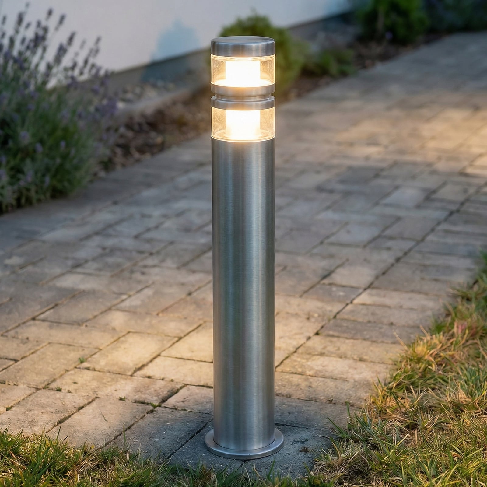 LED sti-lampe Lanea rustfritt stål 60 cm IP44 forfra