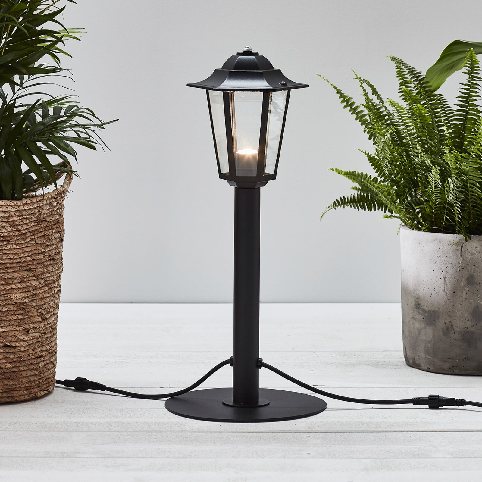 LED sti-lampe Laterne glass svart 56 cm 3W dimbar IP44 forfra