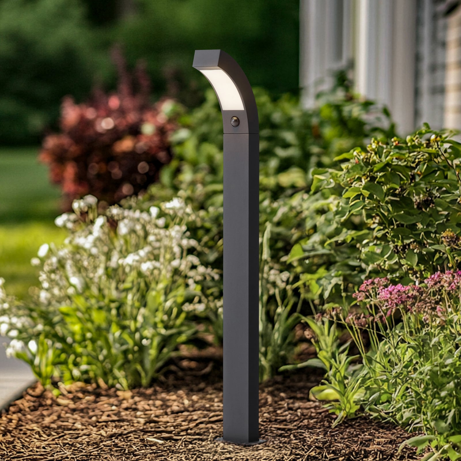 LED sti-lampe Lennik med bevegelsessensor antrasitt forfra