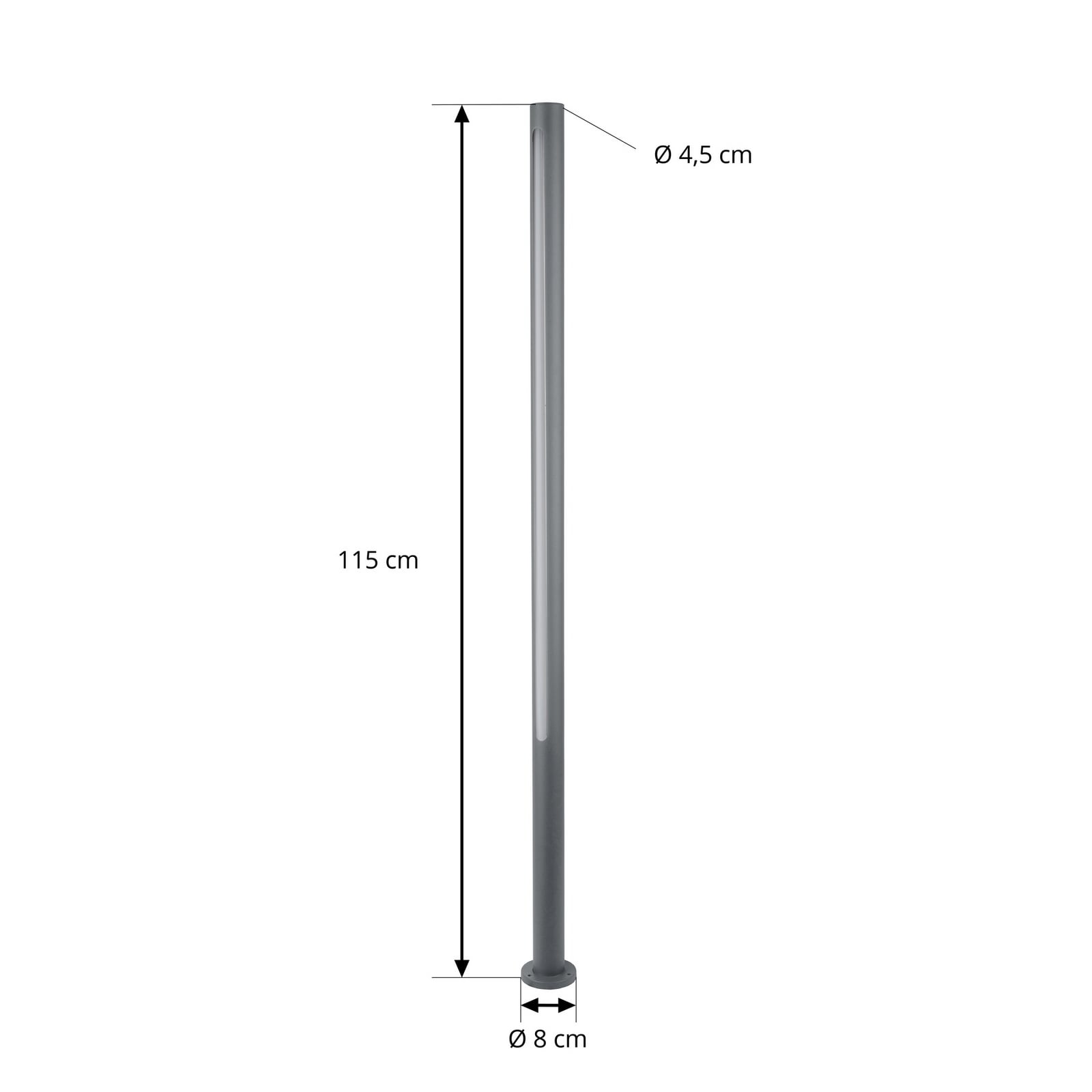 LED sti-lampe Liravel aluminium 115 cm antrasitt IP65 detalj