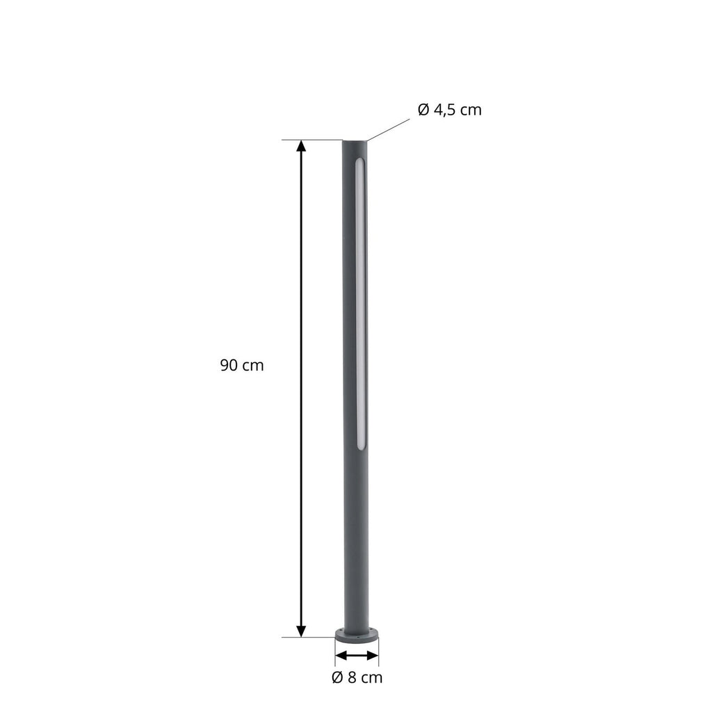 LED sti-lampe Liravel aluminium 90 cm antrasitt IP65 detalj utsnitt