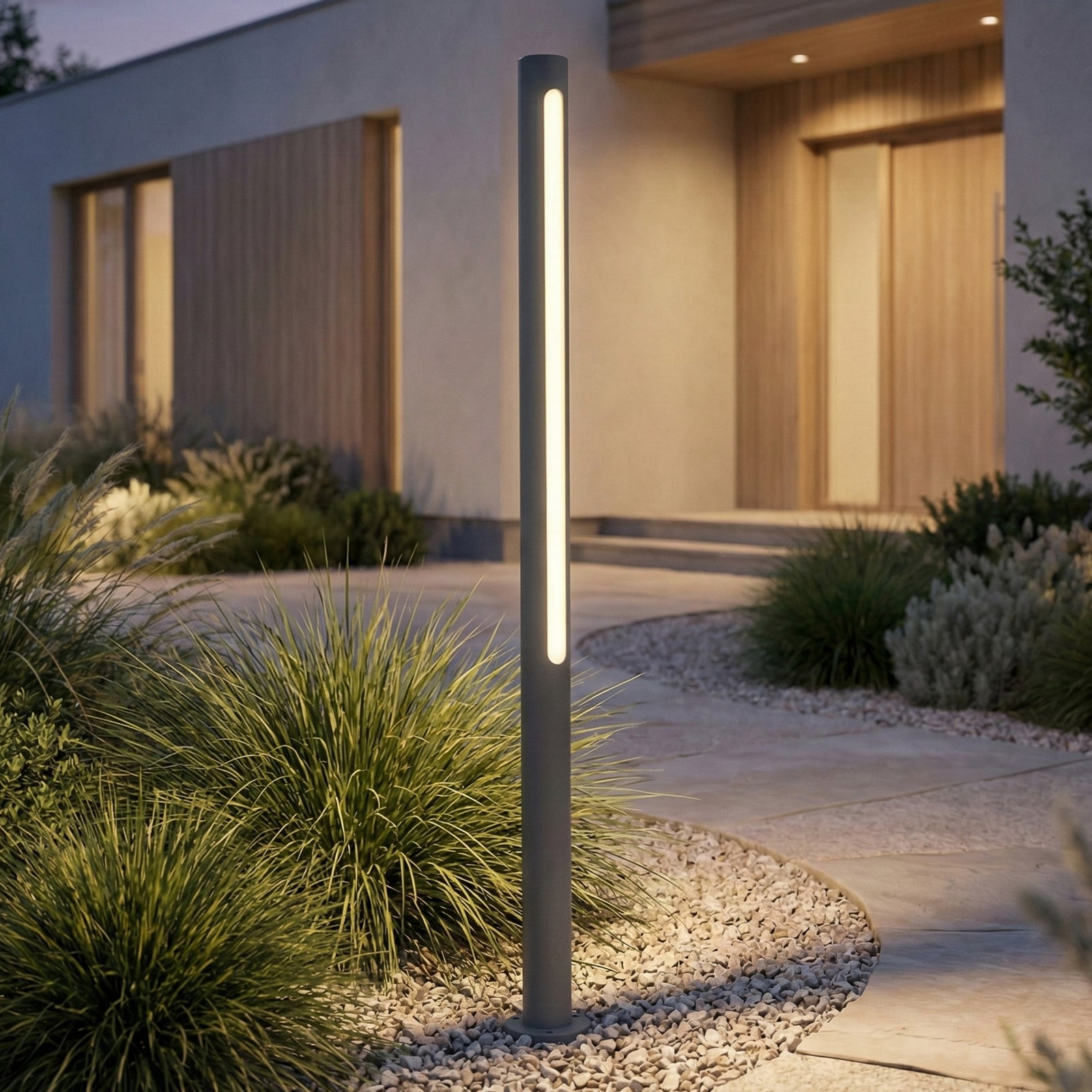 LED sti-lampe Liravel aluminium 90 cm antrasitt IP65 forfra