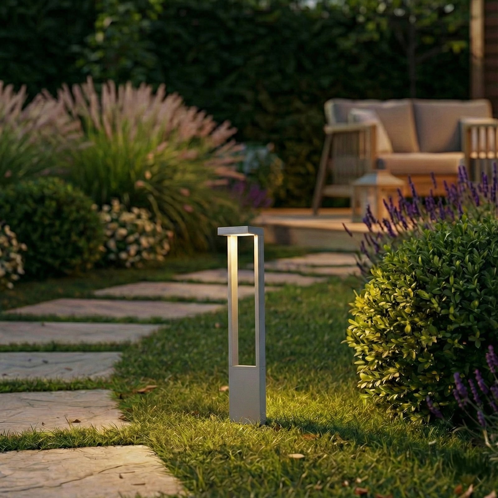 LED sti-lampe Lonete aluminium grå 65 cm IP65 bakside
