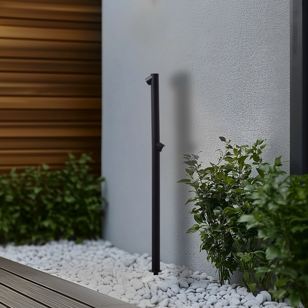 LED sti-lampe Luzian med jordspyd svart 120 cm detalj av lampehode