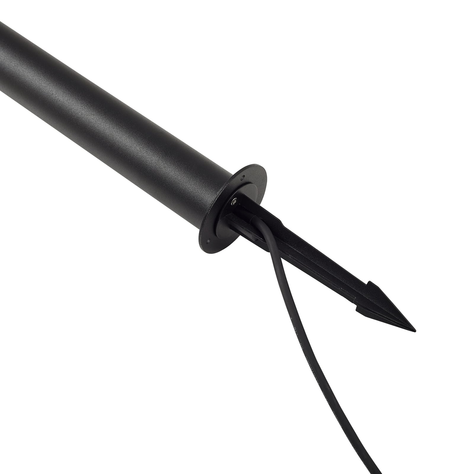 LED sti-lampe Luzian med jordspyd svart 120 cm med lys på