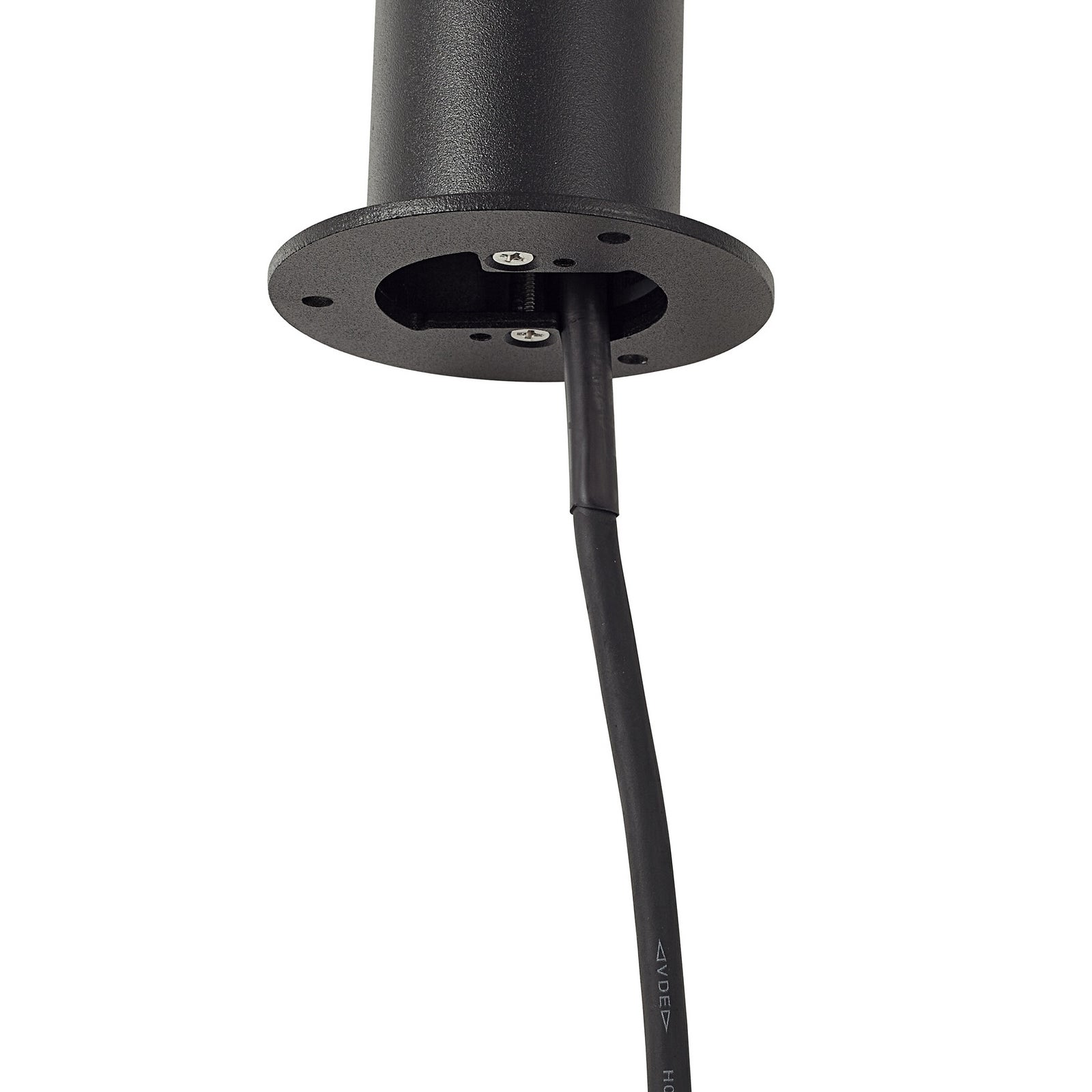 LED sti-lampe Luzian svart med fokus på IP65-merking