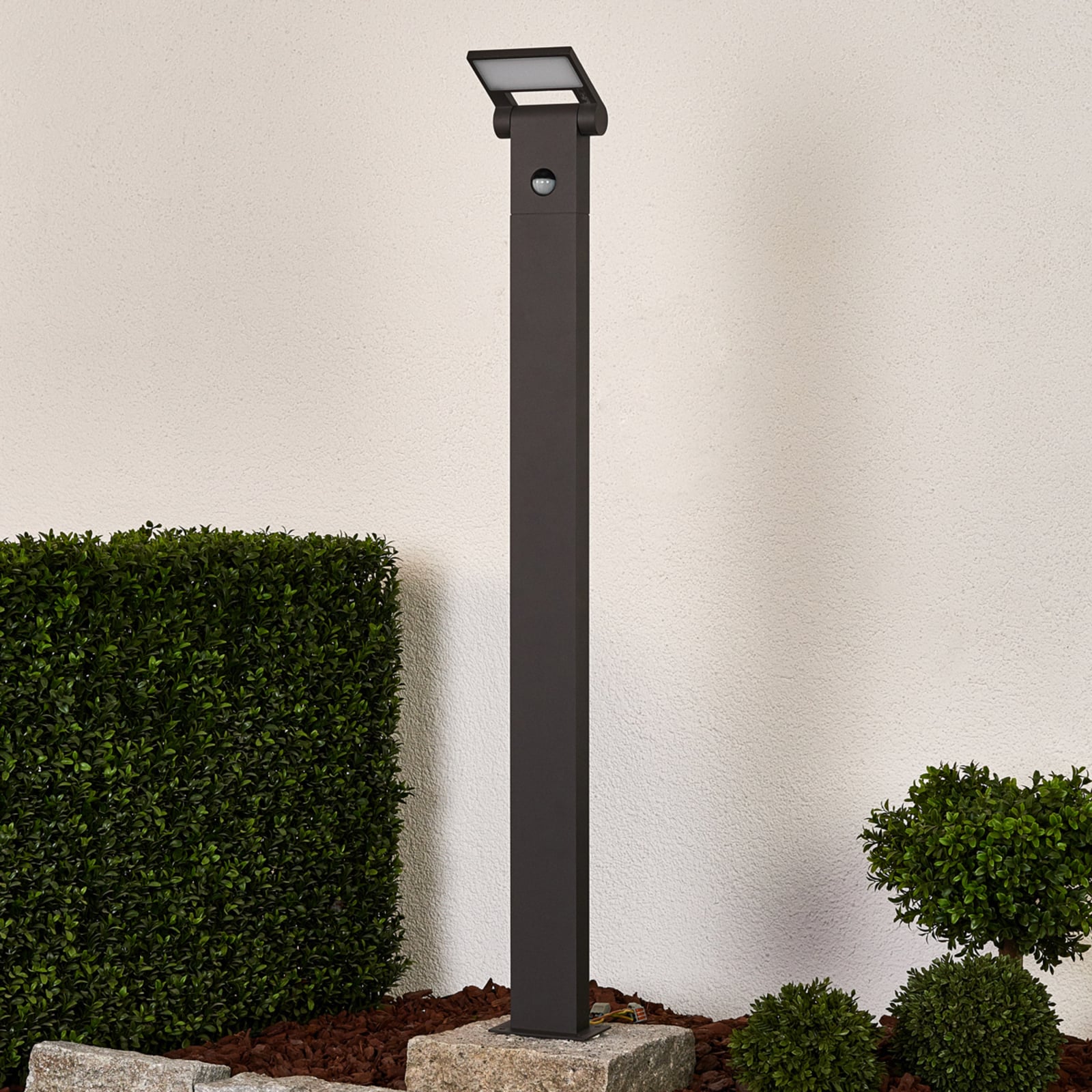 LED sti-lampe Marius med bevegelsessensor grafitt forfra