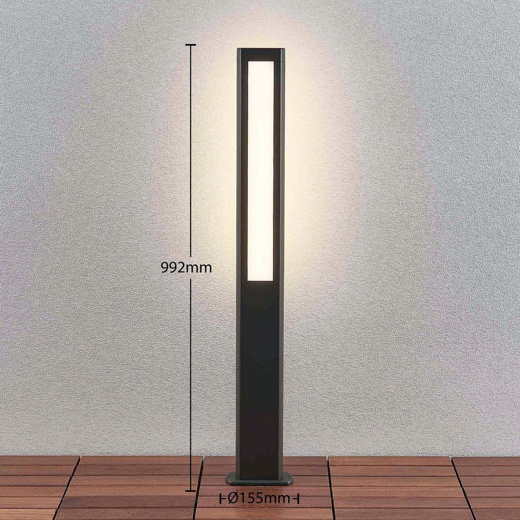 LED sti-lampe Mhairi kantet antrasitt 100 cm IP54 nærbilde av LED-lys