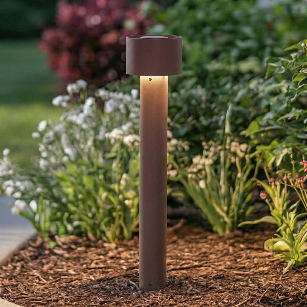 LED sti-lampe Milten rustfarget aluminium 65 cm IP65 forfra