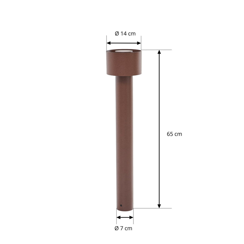 Detalj av LED sti-lampe Milten rustfarget aluminium 65 cm IP65
