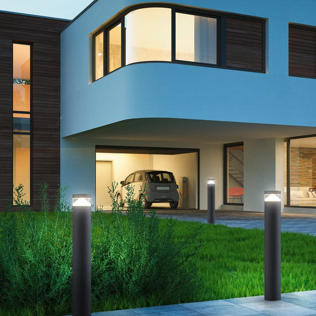 LED sti-lampe Mono grafitt aluminium Ø12 cm IP54 montert i uteområde