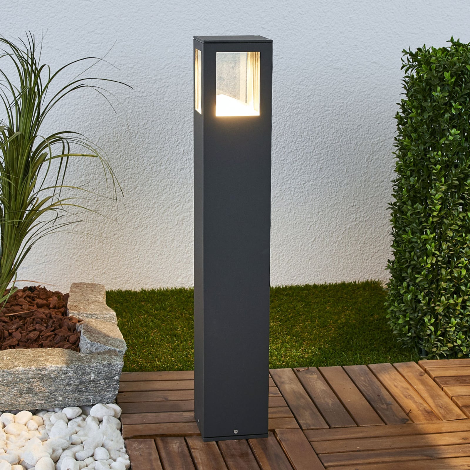 LED sti-lampe Nicola antrasitt aluminium forfra