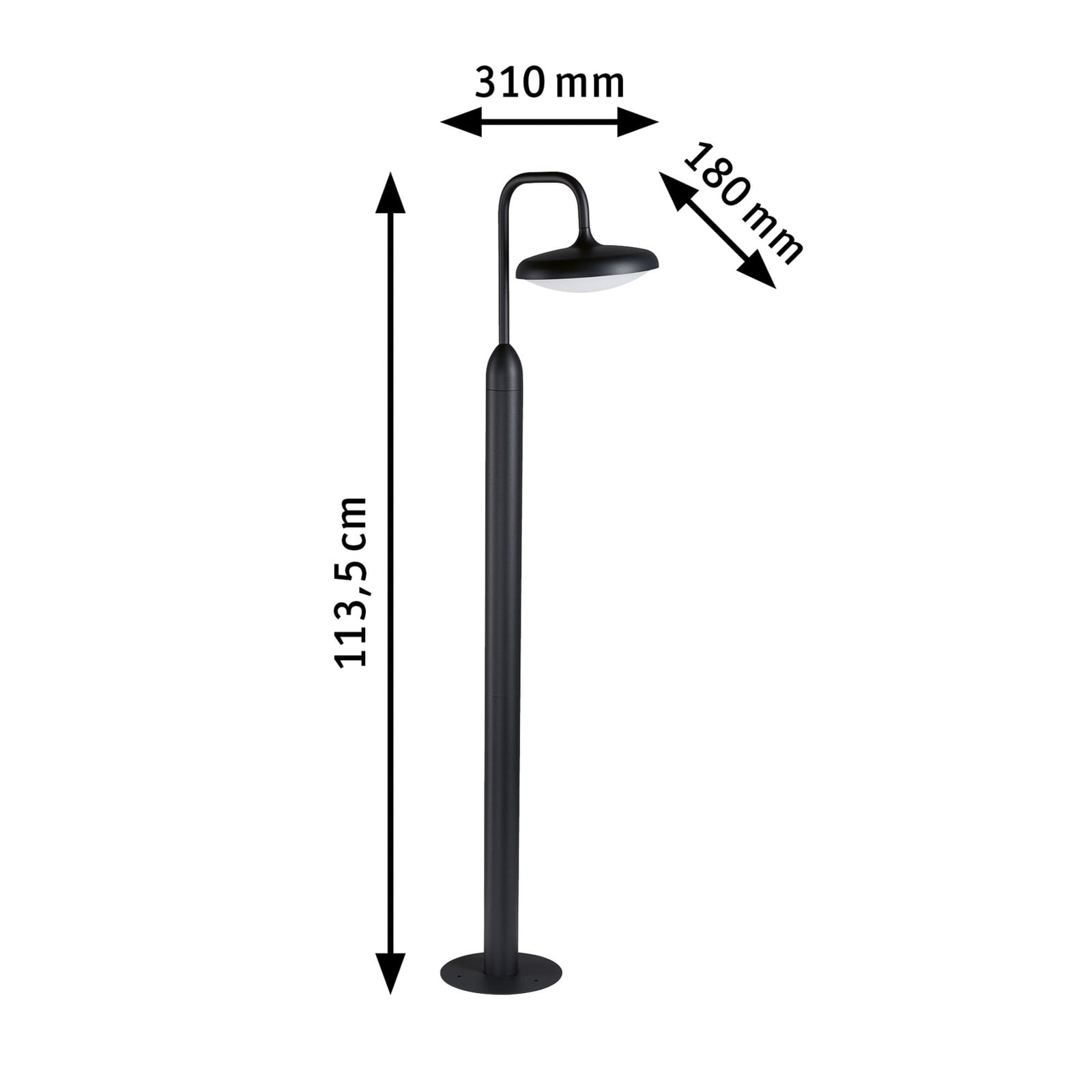 LED sti-lampe Nostro antrasitt aluminium 113,5 cm IP44 detalj